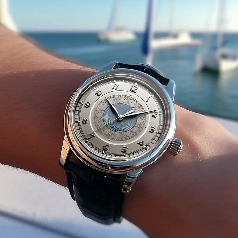 Men's Leather Watch — Quartz Timepiece