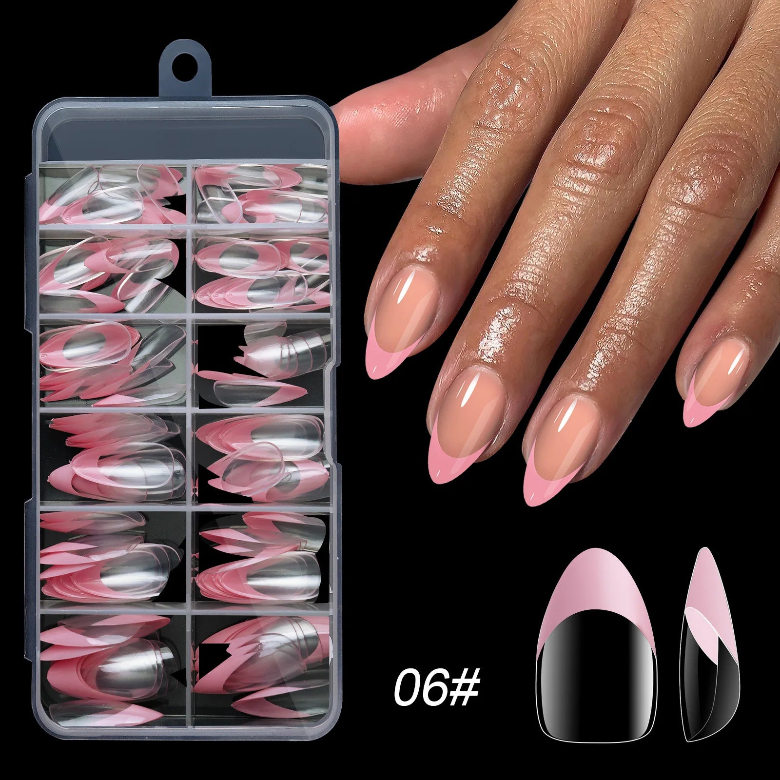 French Tip Press On Nails — Medium Almond Chrome Design, 120 Piece Set