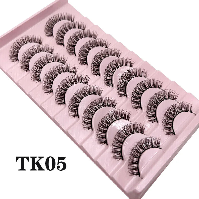 DINGSEN Dramatic False Eyelashes — Fluffy DD Curl Strip Lashes, 10 Pairs