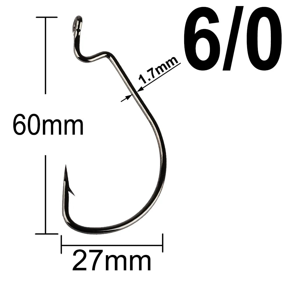 facifa Wide Gap Worm Fishing Hooks — High Carbon Steel Lures with Storage Box
