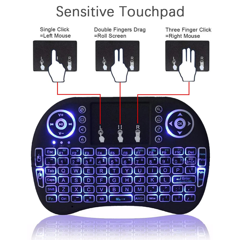 MRSVI Wireless Air Mouse and Keyboard — Backlit Mini Multimedia Controller