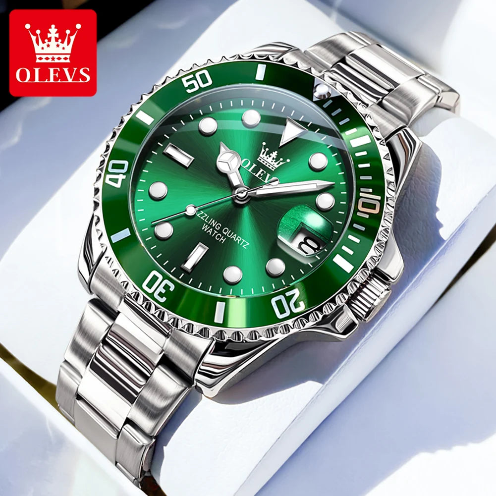 OLEVS 5885 Men's Business Watch — Stainless Steel Quartz Wristwatch