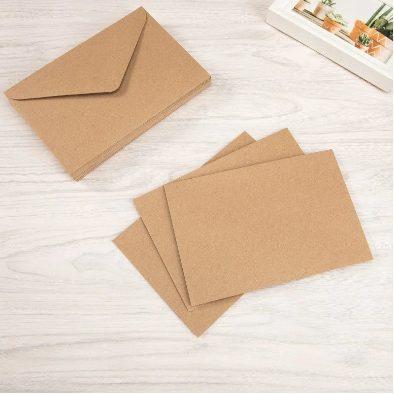 Small Kraft Paper Envelopes — 50 Piece Set for DIY Crafts and Invitations