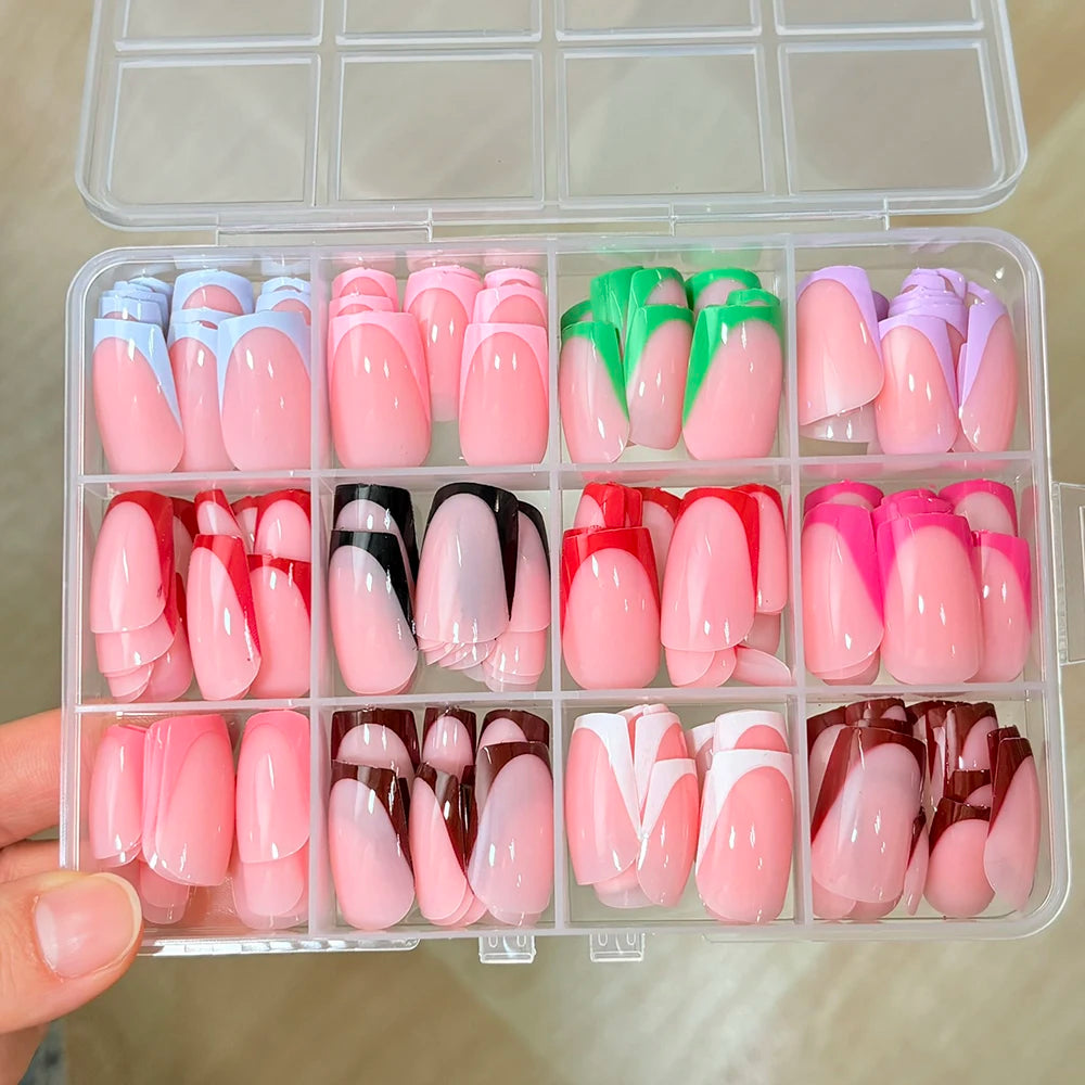 MAFANAILS French Press On Nails — 288Pcs Colorful Square Acrylic Nail Tips
