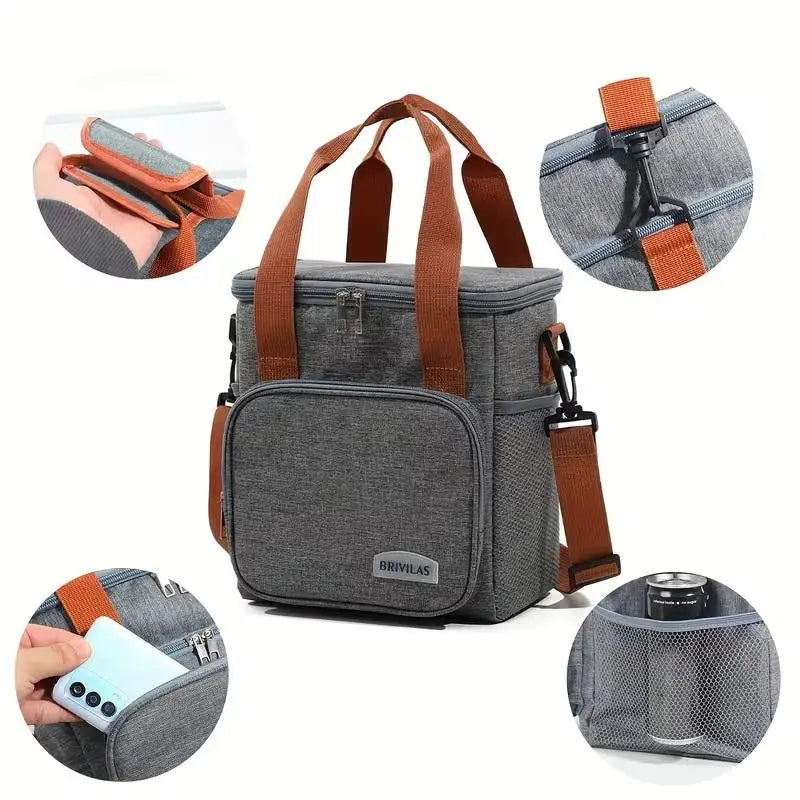 Double-Layer Insulated Lunch Bag — Large Capacity Thermal Tote for Work and School