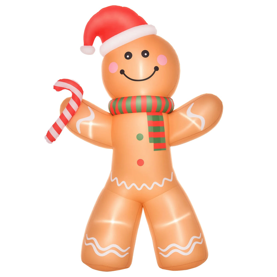 HOMCOM 8 ft Inflatable Gingerbread Man — Light-Up Outdoor Christmas Decor