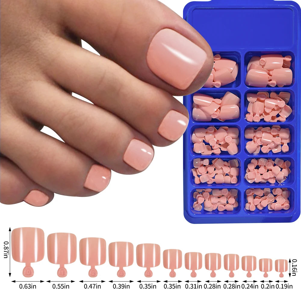 Classic White Press On Toenails — Short Square Full Cover Artificial Tips