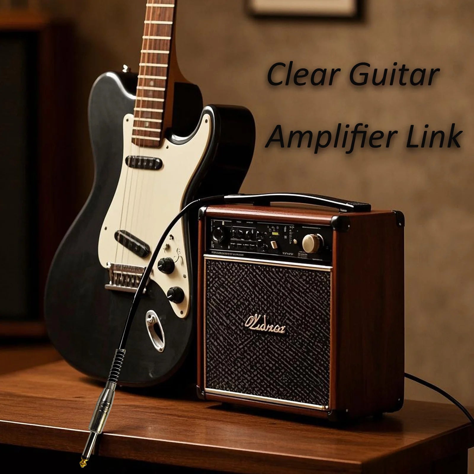 Miwayer Black Leather Guitar Cable — Shielded Audio Cord for Bass and Instruments
