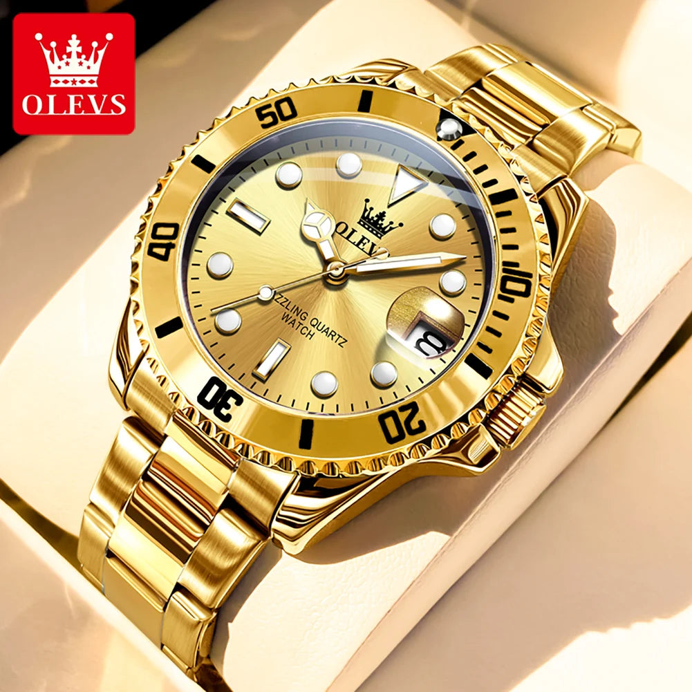 OLEVS 5885 Men's Business Watch — Stainless Steel Quartz Wristwatch