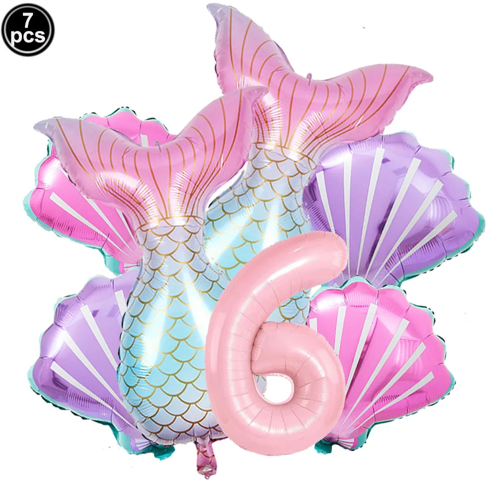 Mermaid Scales Pattern Party Supplies — Disposable Tableware Decor Set
