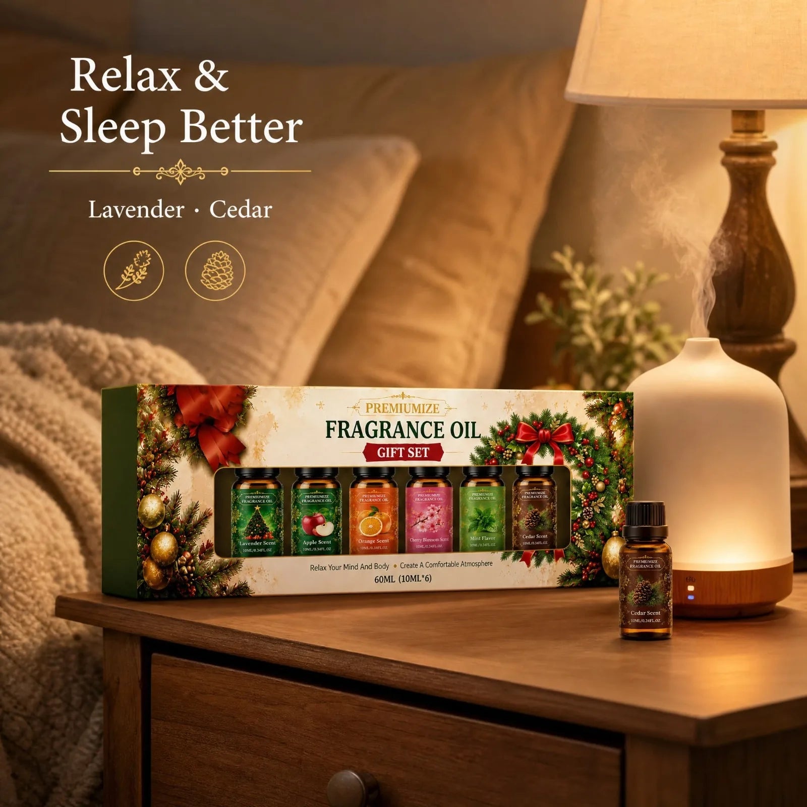 Christmas Fragrance Oil Gift Set — 6 Scented Essential Oils for Diffusers