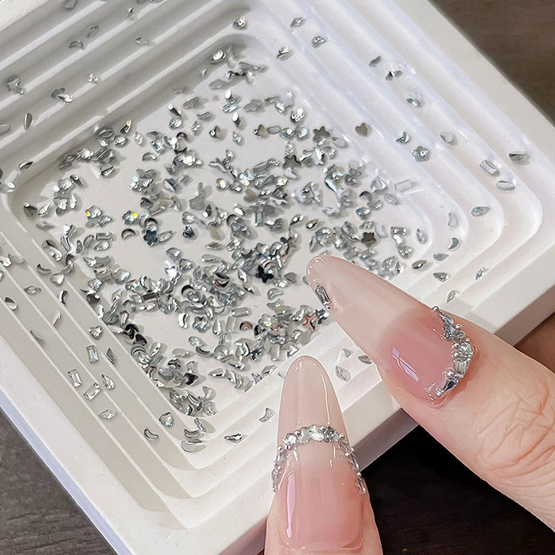 KQDSP Rhinestone Nail Charms — Multi-Shape Shiny Flat Back Gems