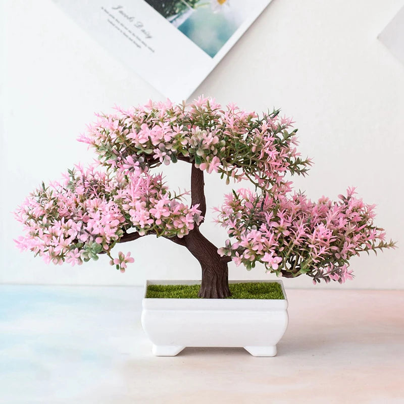 Artificial Bonsai Potted Plant — Realistic Small Tree Decor for Home and Office