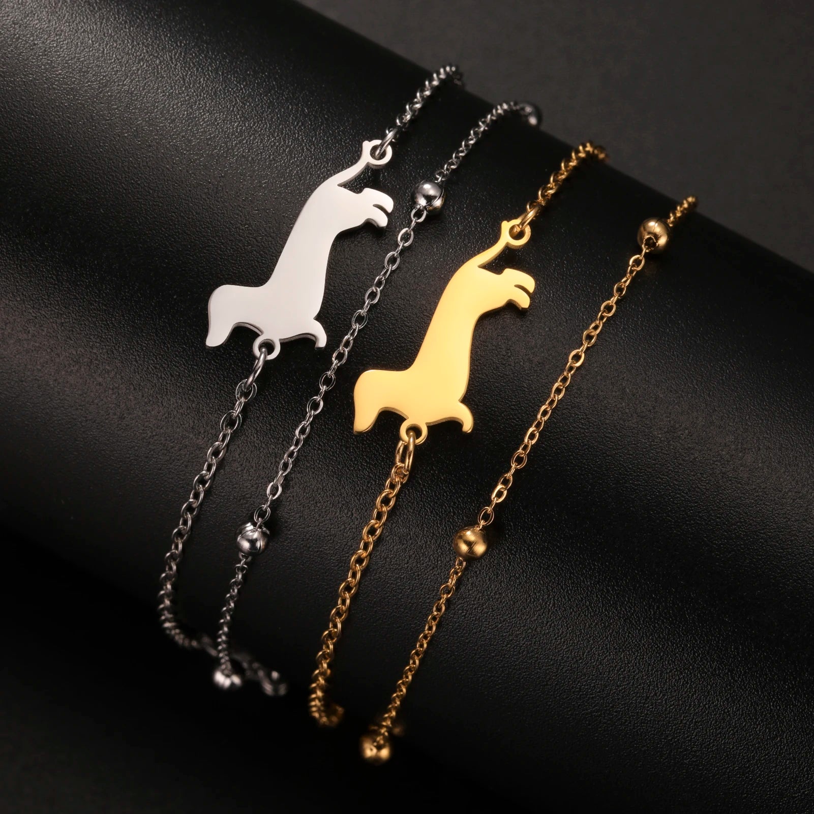 Dachshund Dog Stainless Steel Bracelet — Elegant Animal Jewelry for Women