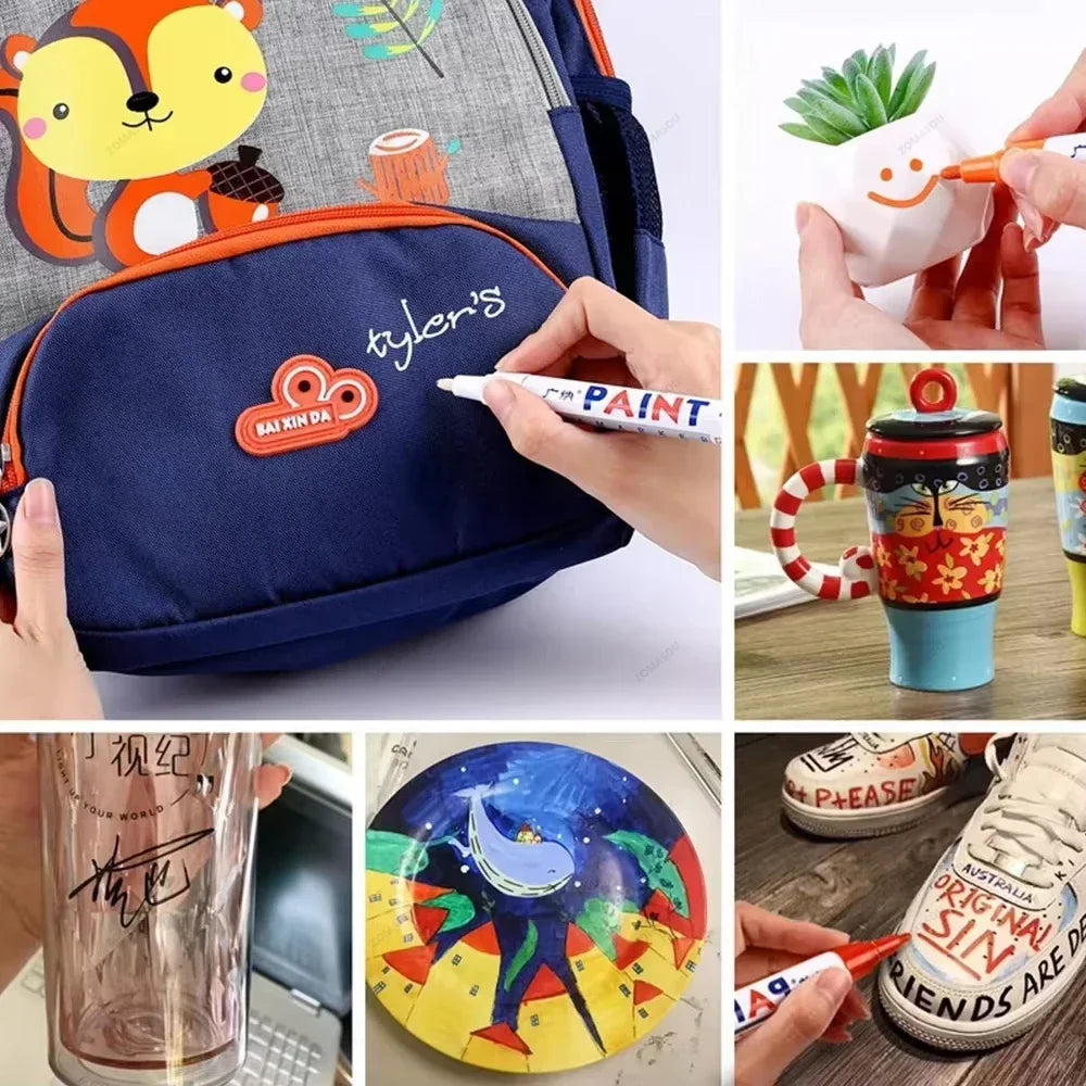 Permanent Paint Marker Pens — Waterproof Quick-Dry Tire & Craft Markers