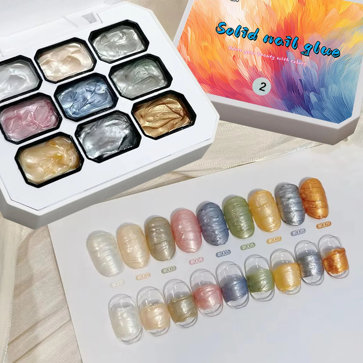 Pearl Gloss Solid Gel Nail Polish — 9 Color Set for Semi-Permanent DIY Art