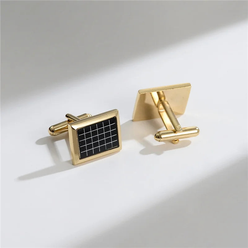UJOY Luxury Copper Cufflinks — Elegant Round and Square Men's Jewelry Set
