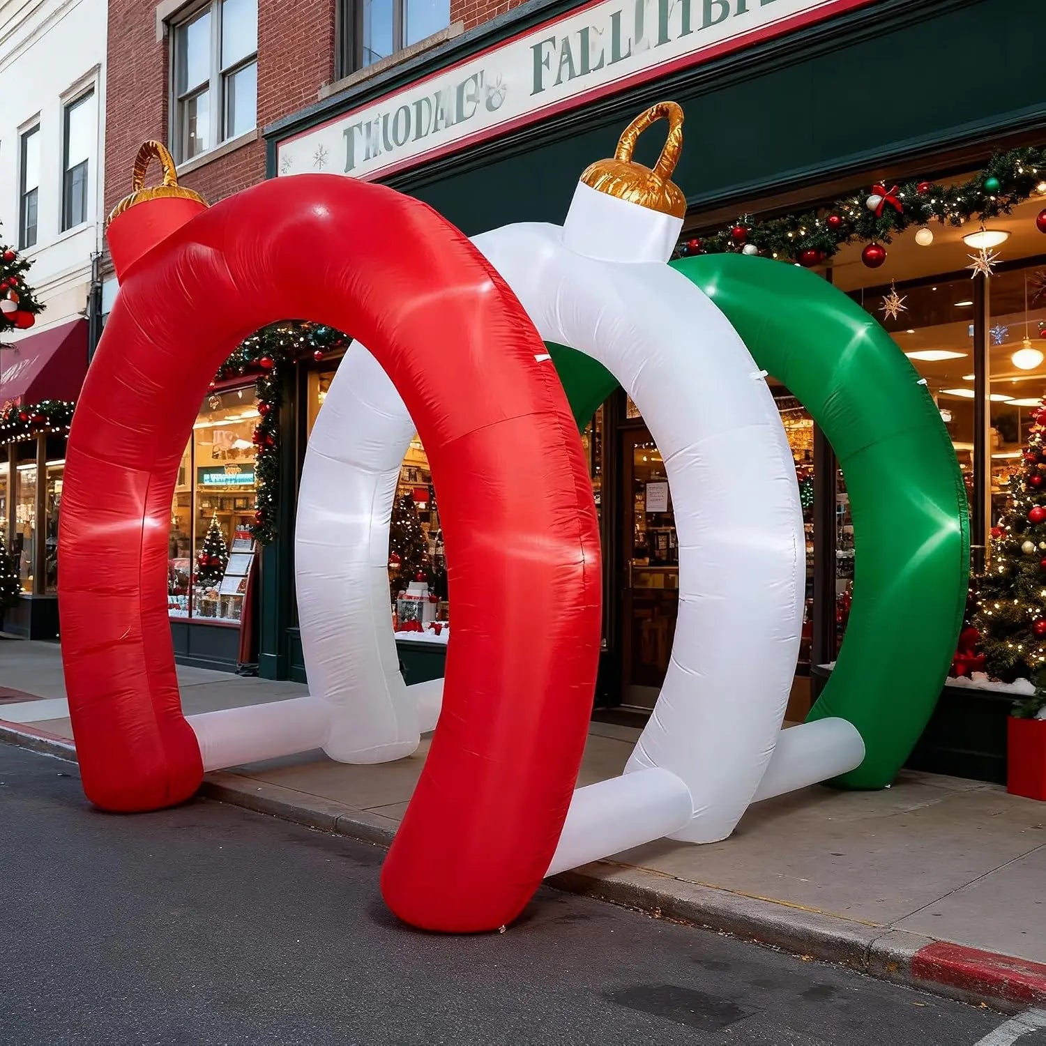 10.5 FT Christmas Inflatable Ornament Tunnel — Walk-Through Holiday Archway