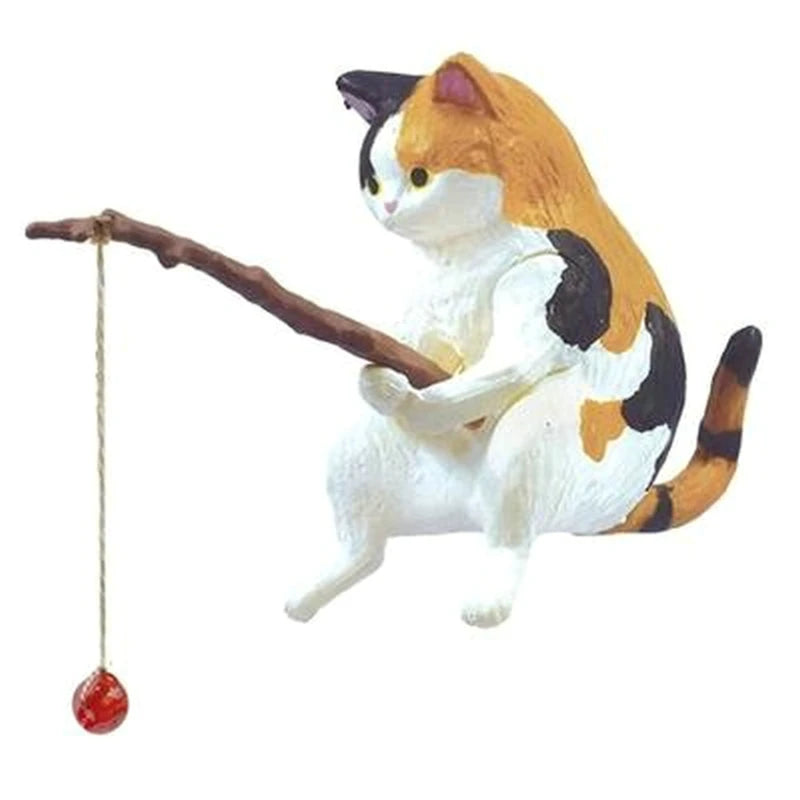 Cartoon Fishing Resin Ornament — Decorative Aquarium & Desk Accessory