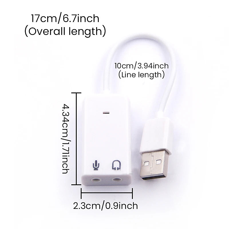 WYMECT USB Sound Card — Virtual 7.1 3D Audio Adapter for PC & Laptop