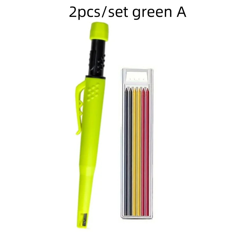 MROOFUL Carpenter Mechanical Pencil Set — Deep Hole Marking Tool with Sharpener
