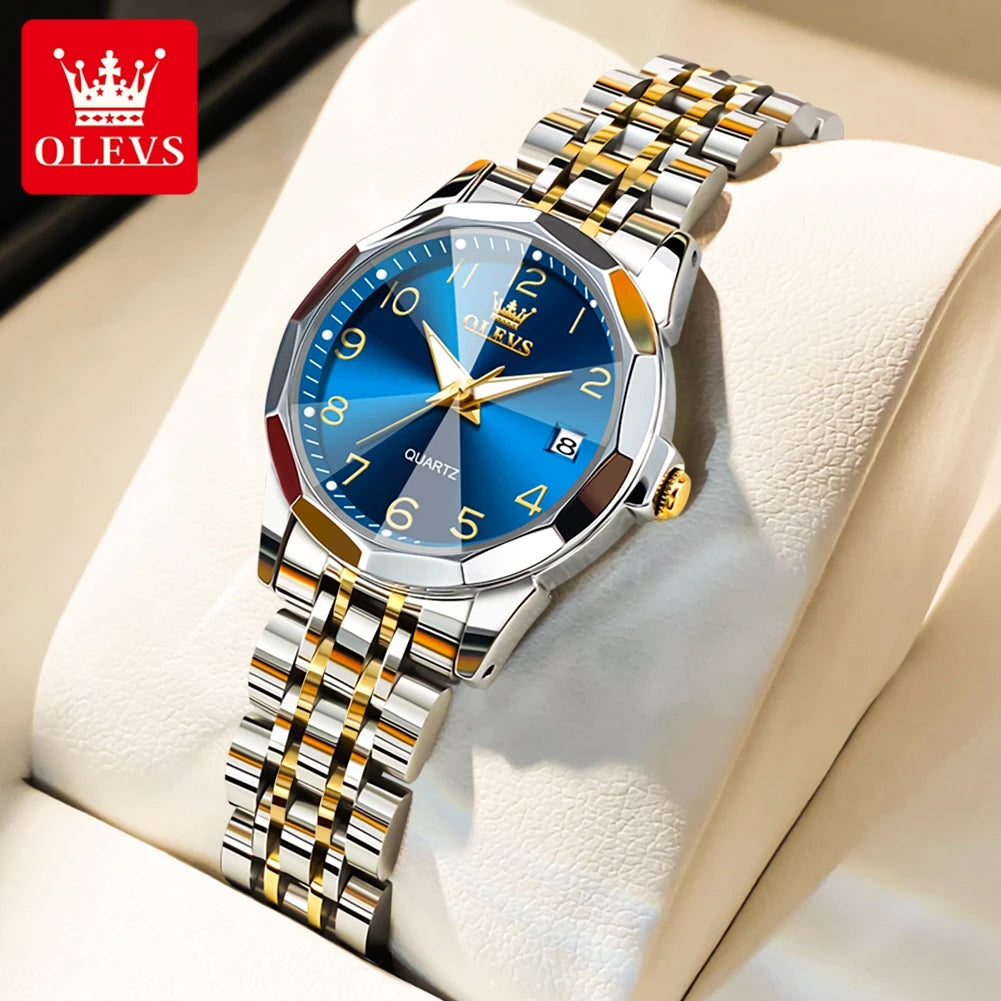 OLEVS 9970 Quartz Wristwatch — Stainless Steel Men's Watch with Date Display