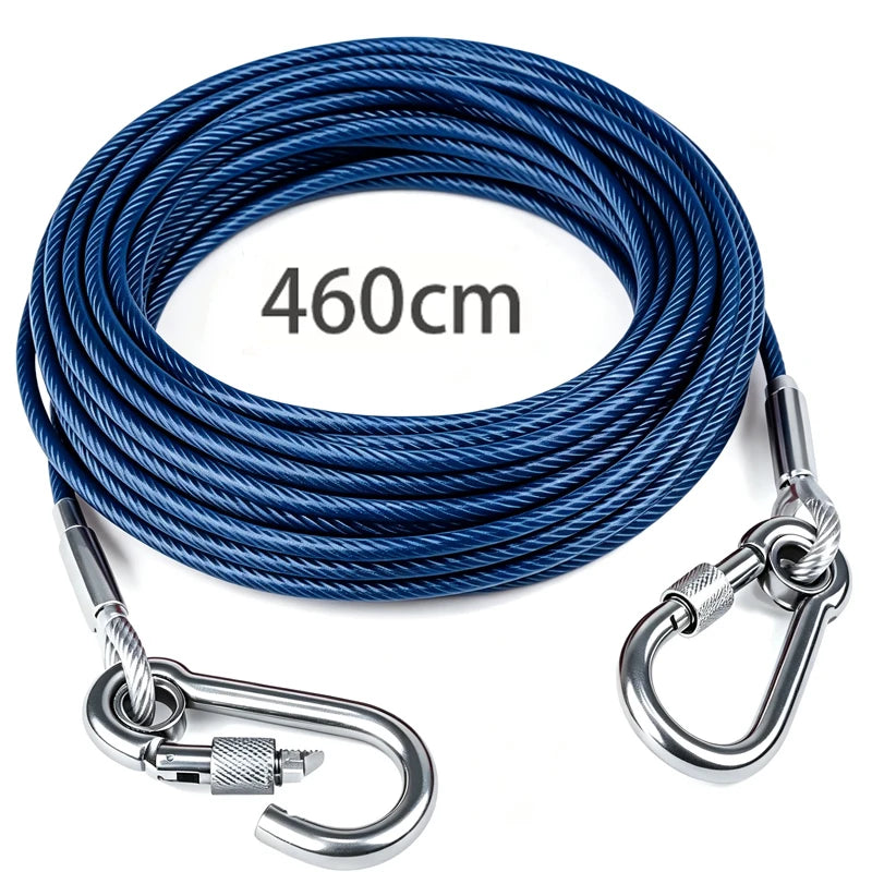 Heavy-Duty Stainless Steel Dog Tie-Out Cable — Reflective Outdoor Leash
