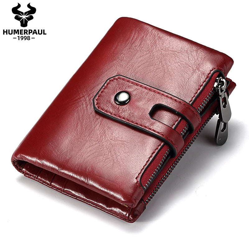 HUMERPAUL Retro Genuine Leather Wallet — RFID Blocking Bifold Coin Purse
