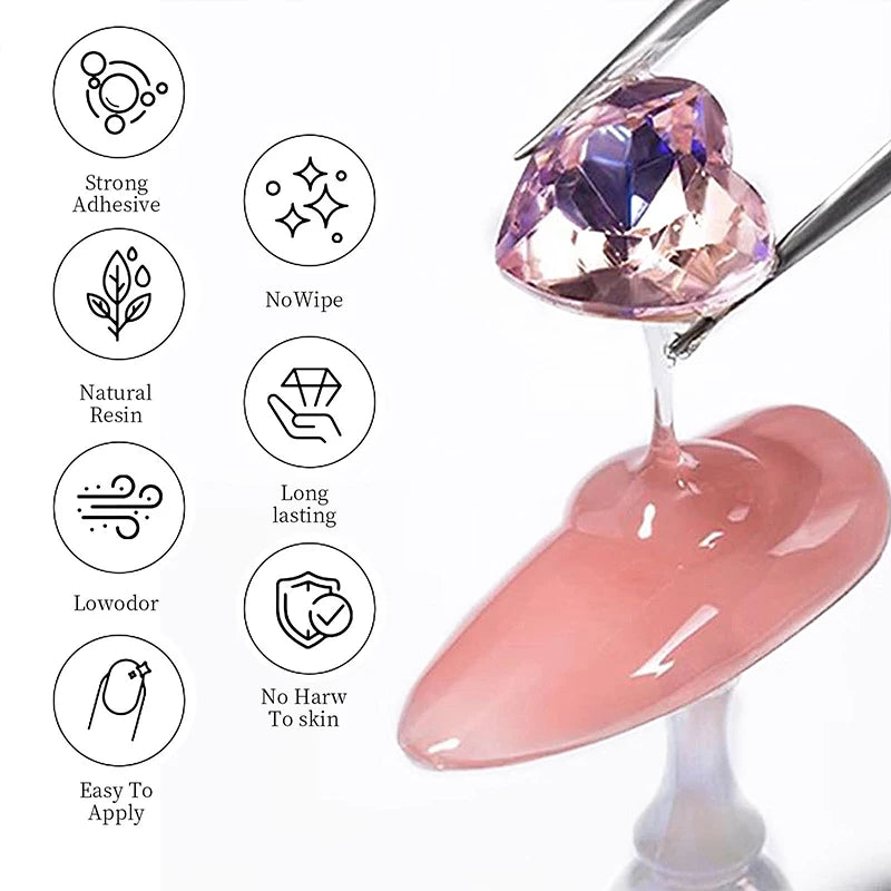 Super Strong Nail Adhesive Gel — For Rhinestones, Gems, and Nail Tips