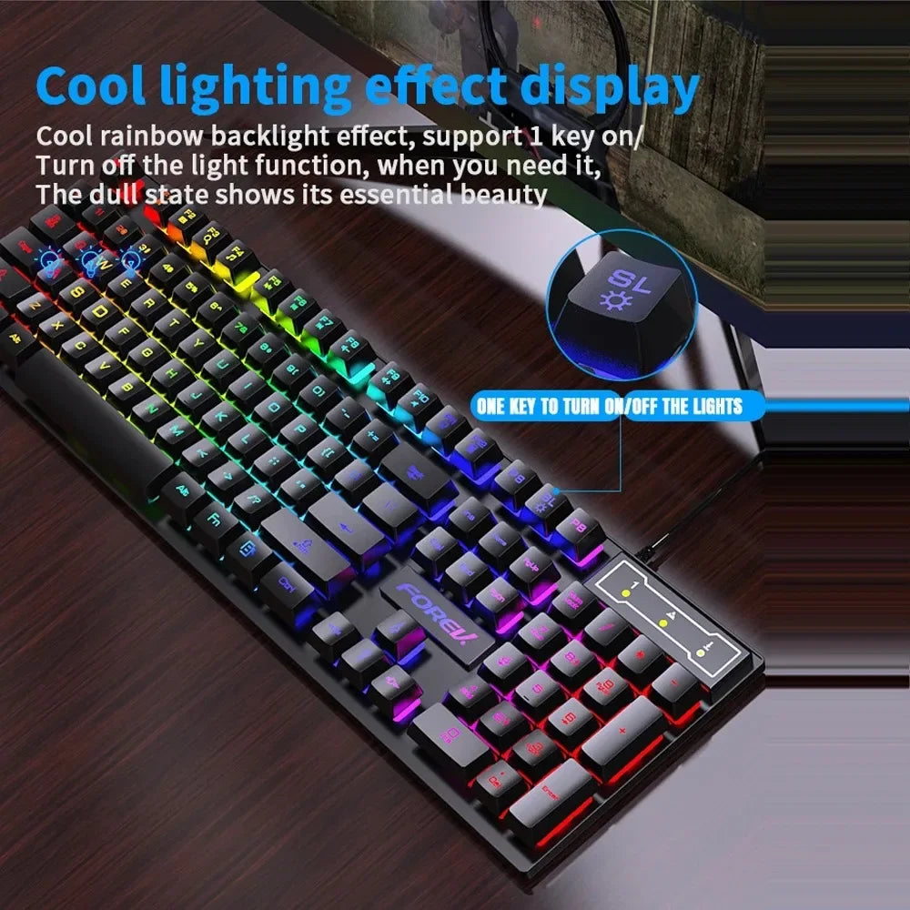 kebidumei Wired Keyboard and Mouse Combo — RGB Backlit Gaming Set