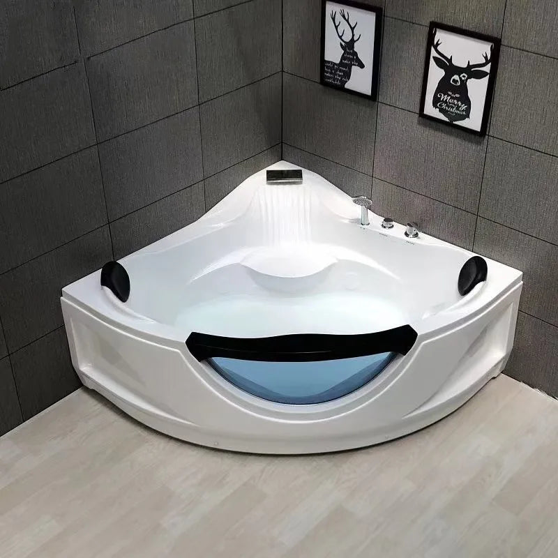 Modern Triangular Corner Bathtub — Thermostatic Heated Jacuzzi with Massage