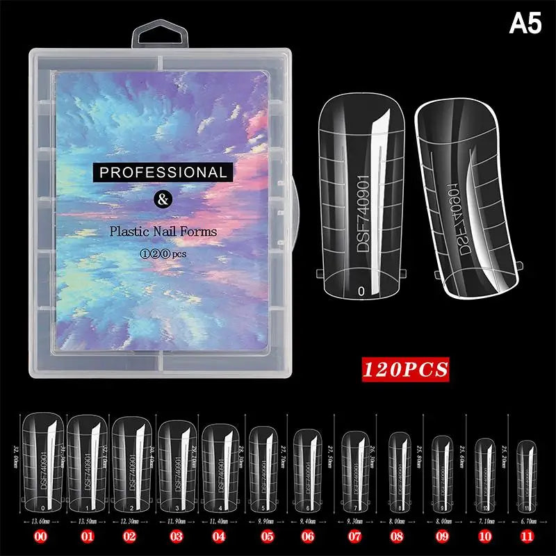 AQTOCNA Dual Form Nail Extension Tips — 120 Piece Quick Building Mold Set