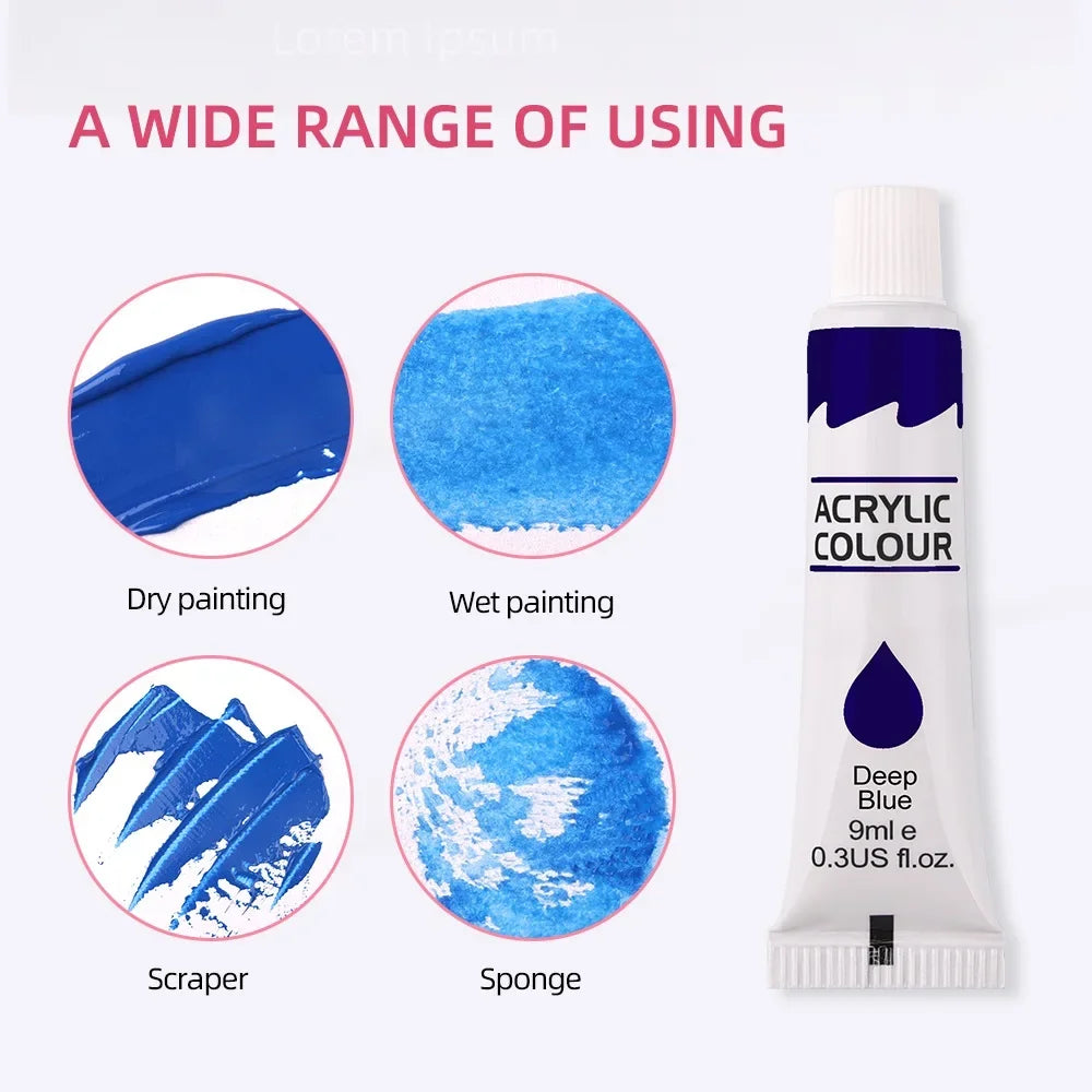 12 Color Acrylic Paint Set — Vibrant Art Supplies for Canvas and Wood
