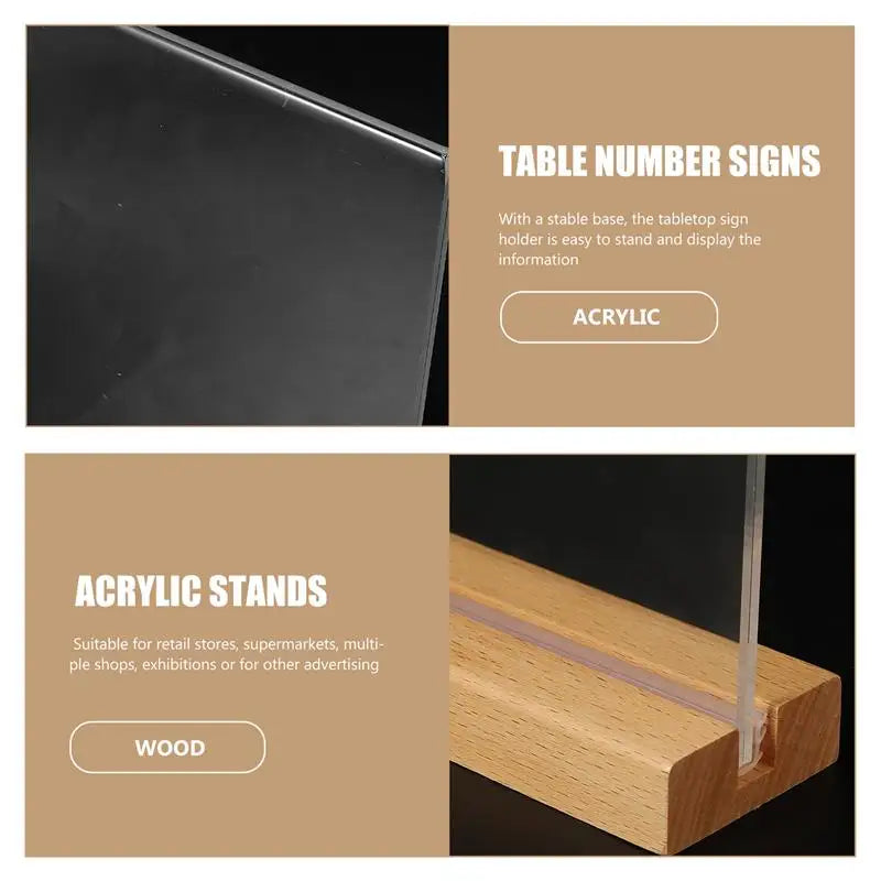 Acrylic Sign Holder — Clear Vertical Display Stand for Menus and Photos