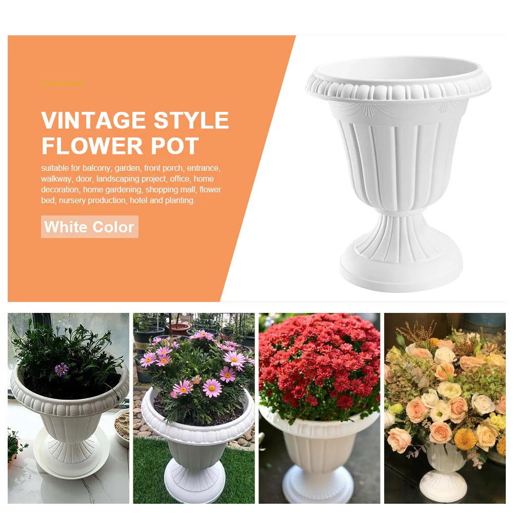 BESTOMZ Roman Column Flower Pot — Classic White Pedestal Planter