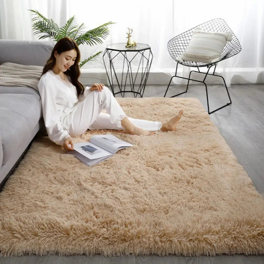 VIKAMA Silk and Wool Style Carpet — Solid Color Indoor & Outdoor Rug