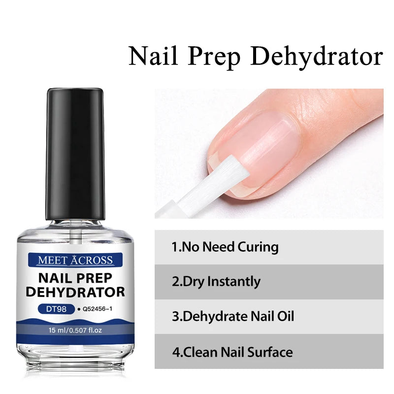 MEET ACROSS Nail Primer and Dehydrator — Fast Air Dry Base Gel for Long Lasting Manicures