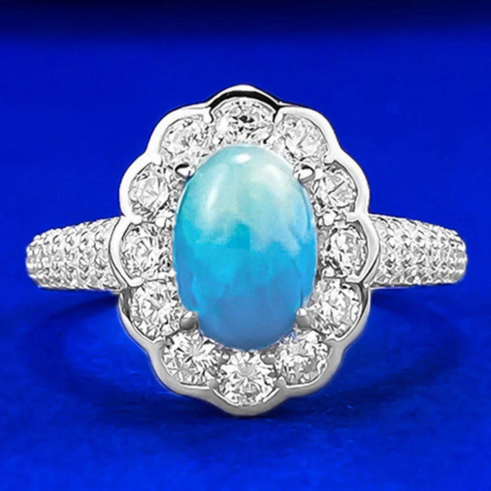 Wong Rain Larimar Gemstone Ring — Vintage 925 Sterling Silver Jewelry