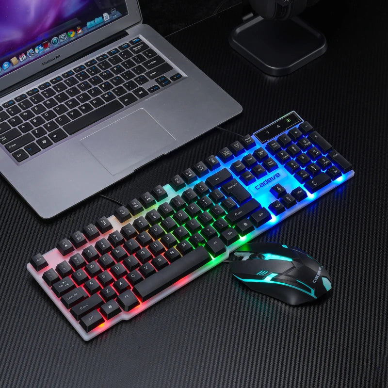 Wired Keyboard and Mouse Combo — Multicolor Backlit Gaming Set
