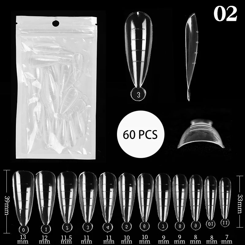 Full Cover Sculpted Clear Nail Tips — DIY Coffin Extension System