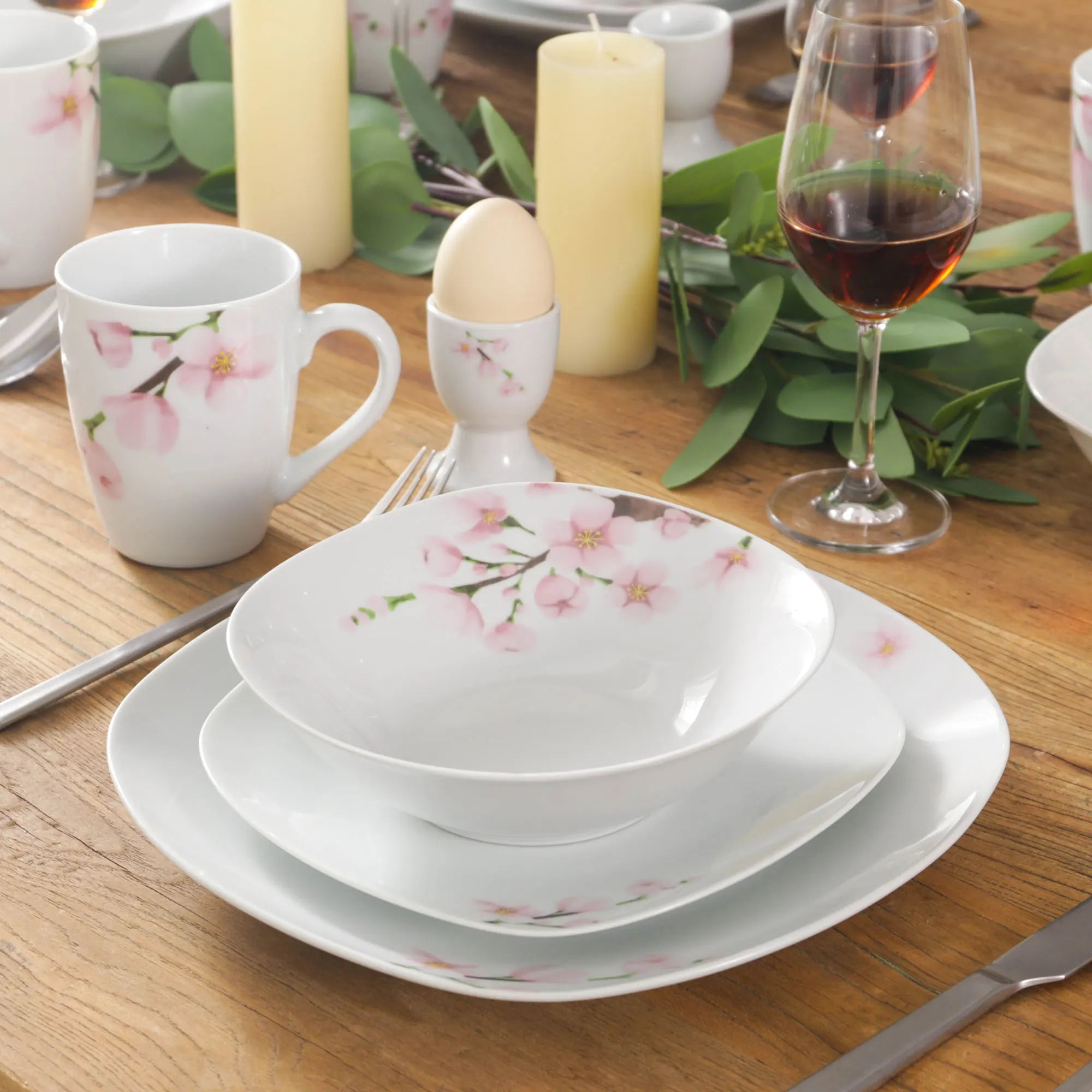 MALACASA Porcelain Dinnerware Set — Elegant Plant Pattern Ceramic Collection