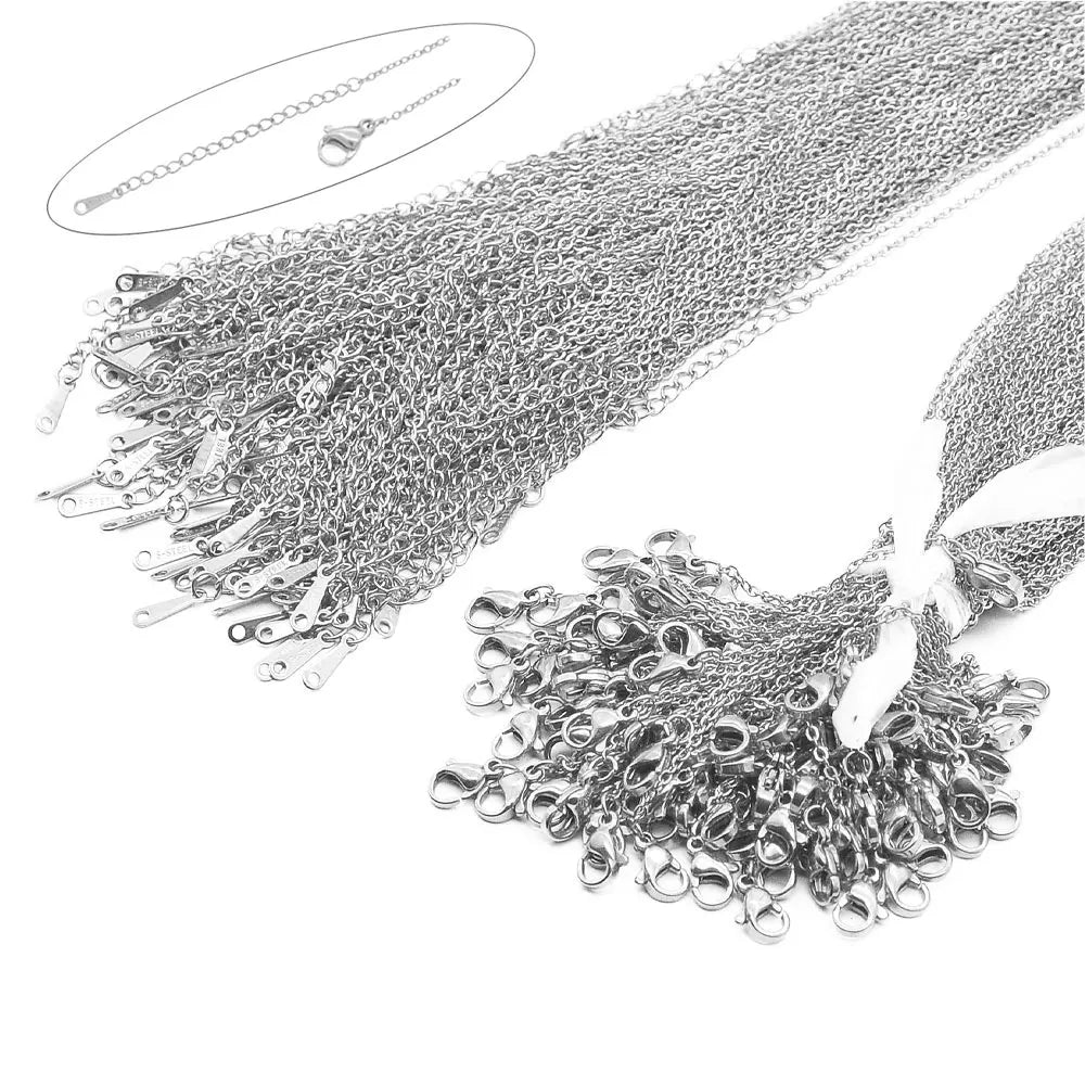 LAVIXMIA Stainless Steel Rolo Chain — Bulk 100pcs Jewelry Making Links