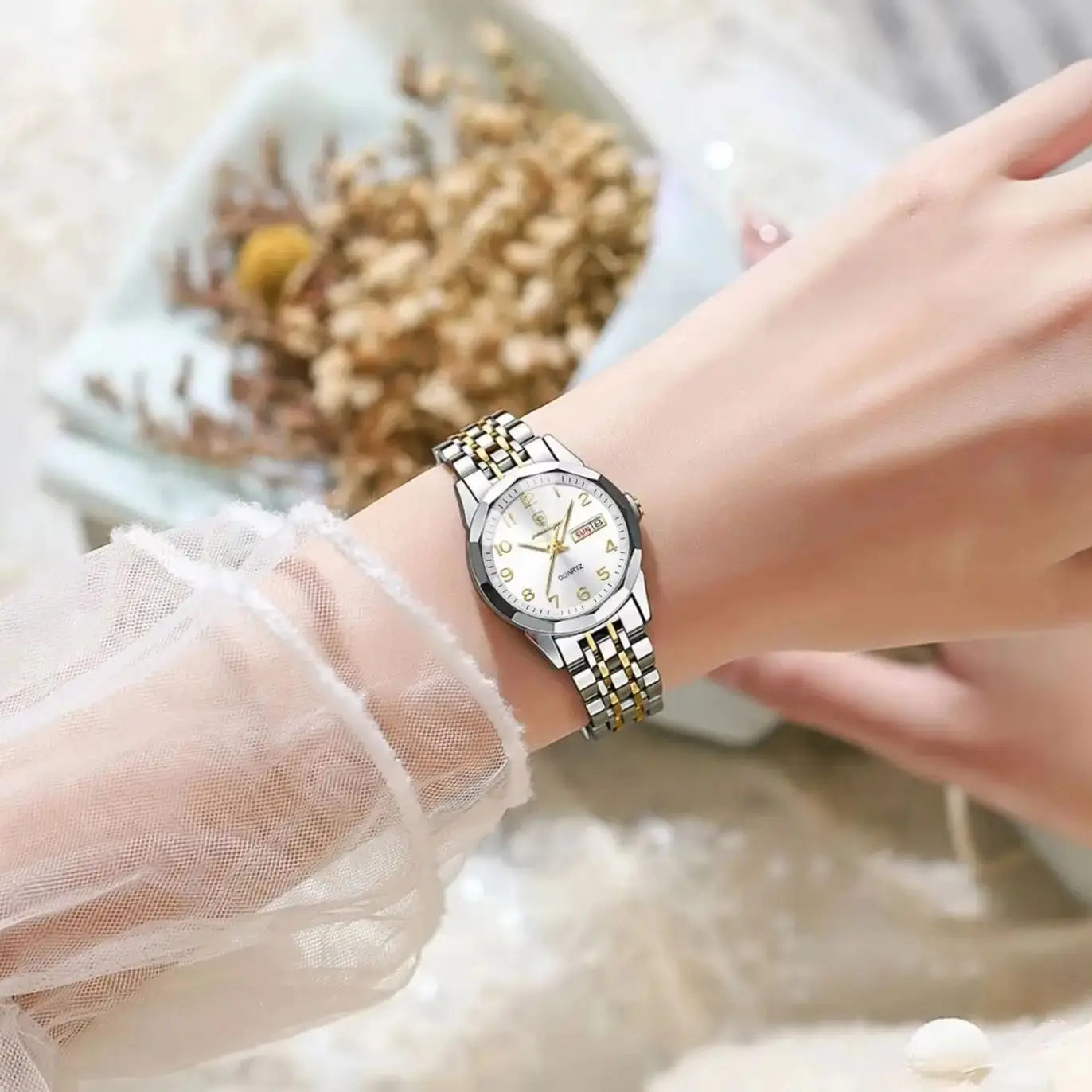 POEDAGAR Elegant Ladies Watch — Waterproof Stainless Steel Quartz Timepiece