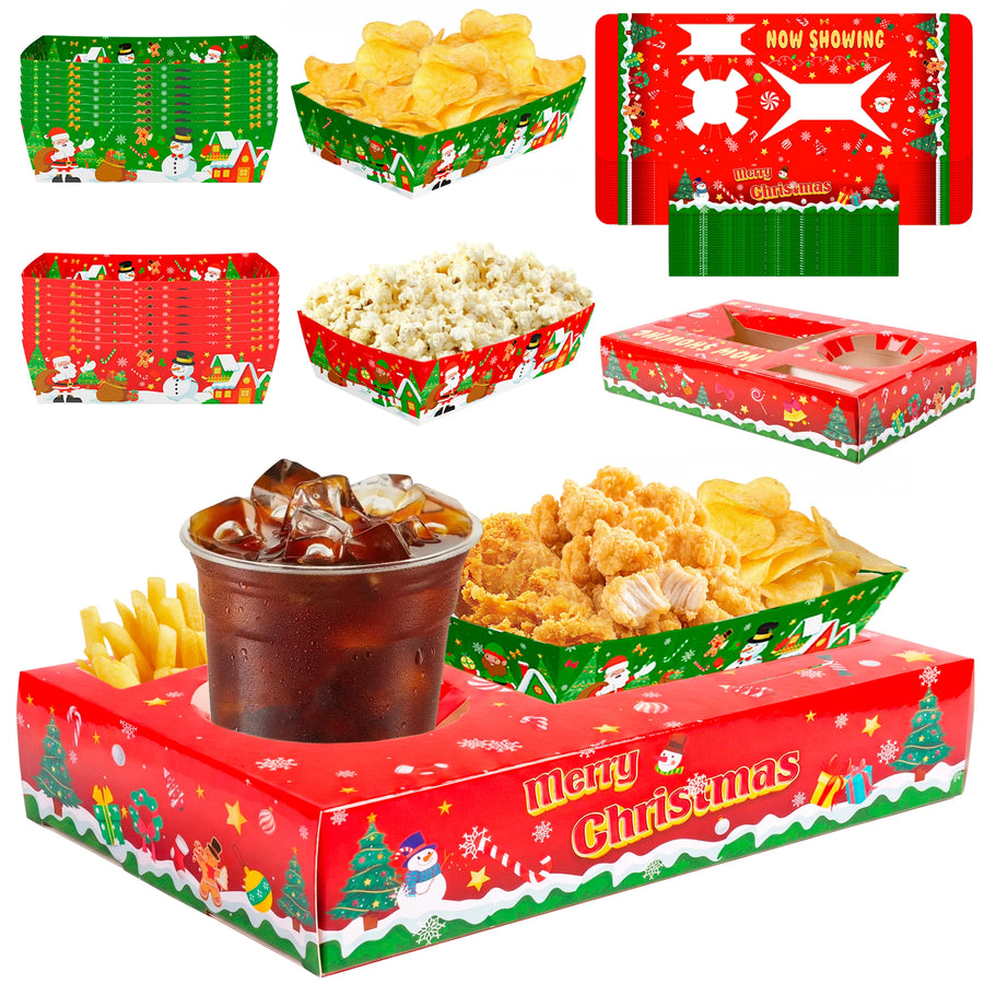 Christmas Party Snack Tray Set — 36 Piece Movie Night Serving Trays