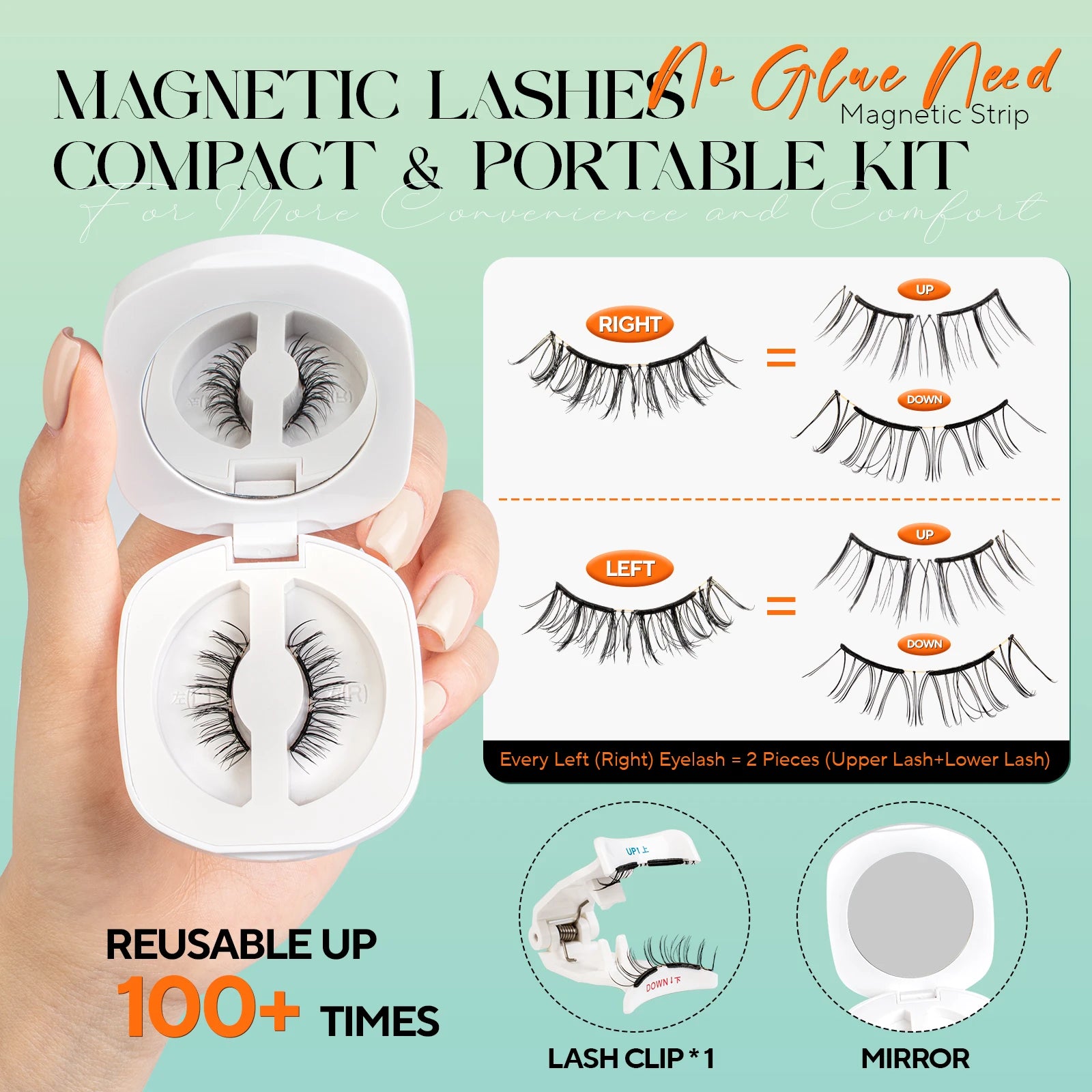 Individual Magnetic False Eyelashes — Lightweight Curly Lash Kit for Natural Look