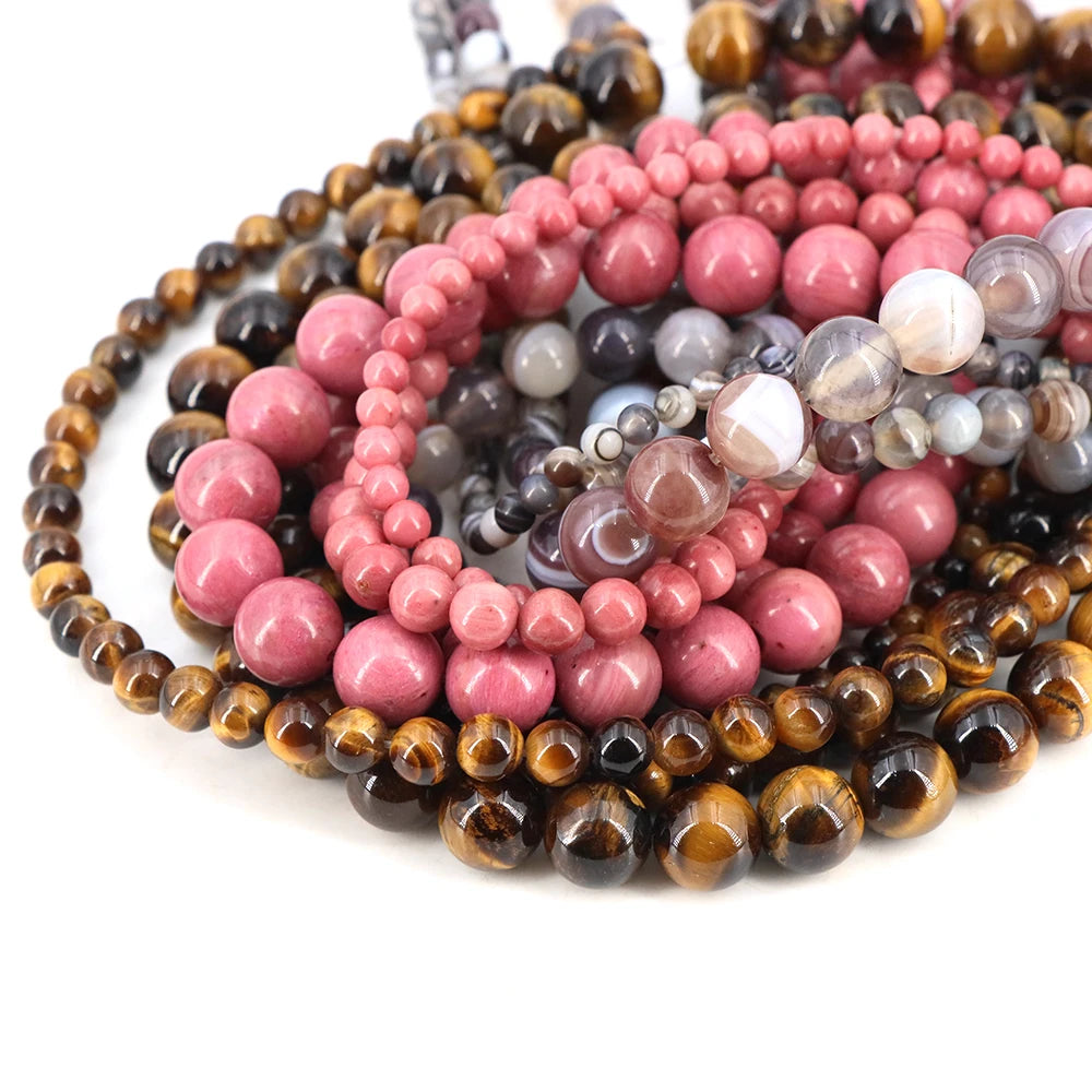 Natural Stone Gemstone Beads — Round Crystal Spacers for Jewelry Making