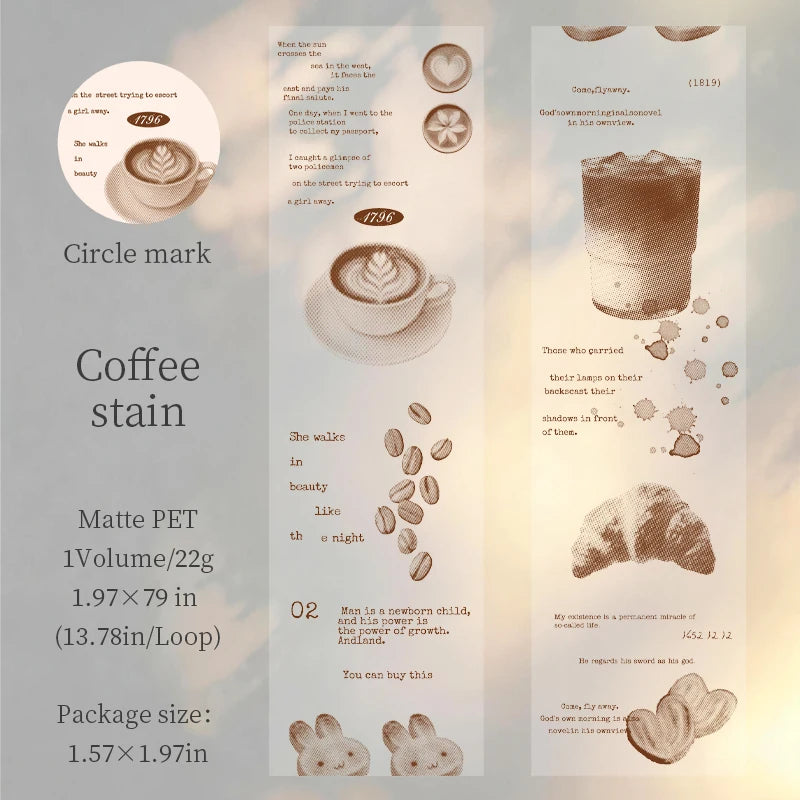 Decorative PET Washi Tape — Floating Light Fragment Design for Scrapbooking