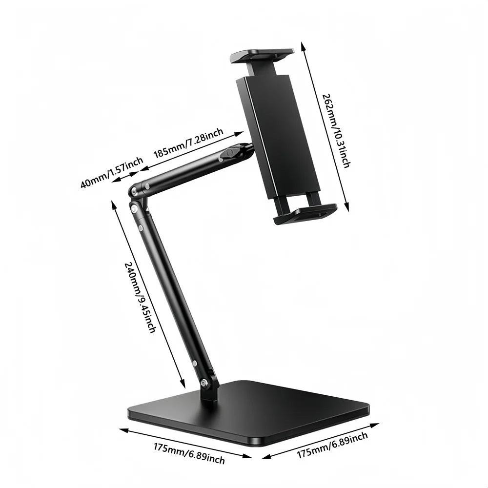 Adjustable Metal Monitor Stand — Portable Desktop Bracket for Tablets and Phones