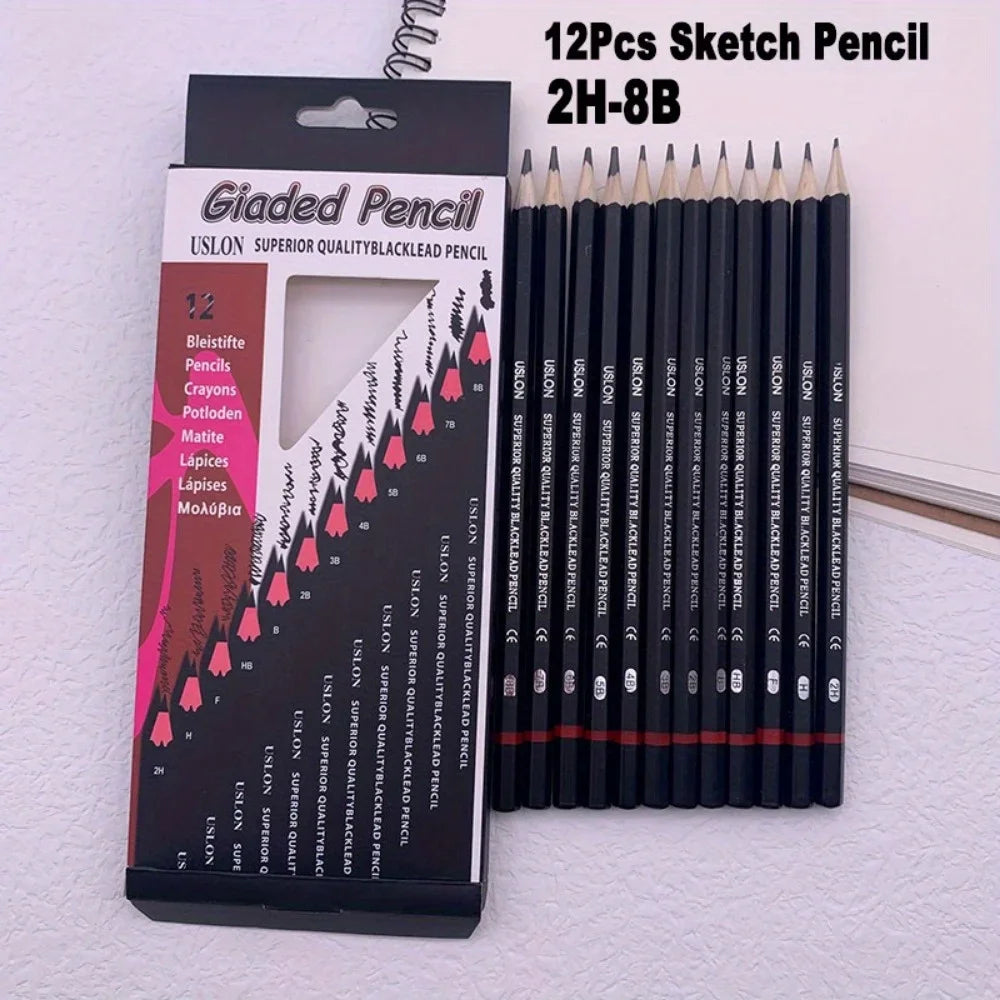 TWBEB Professional Sketching Pencil Set — 12-Piece Graphite Drawing Kit