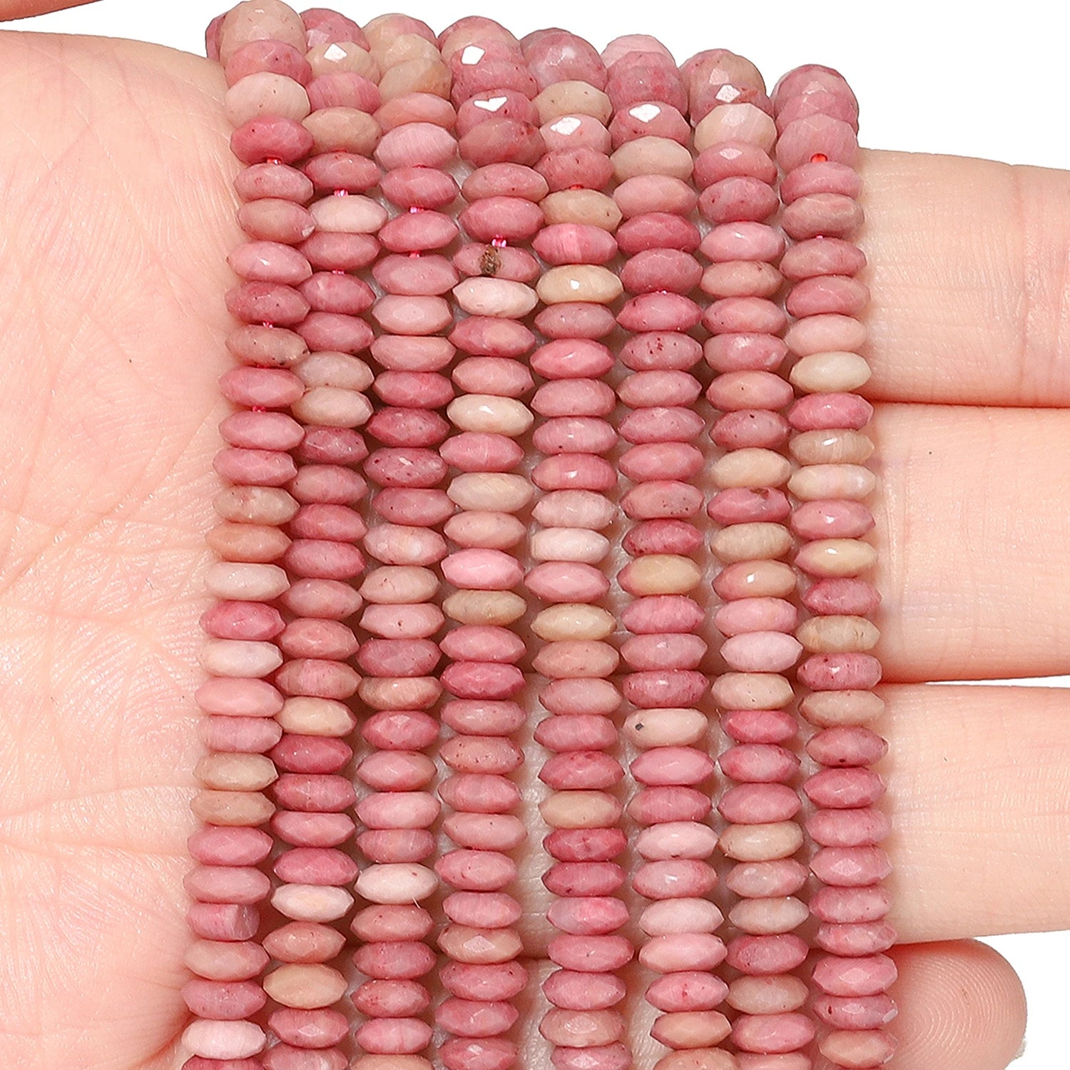 Natural Rhodonite Stone Beads — Multi-Shape Charms for DIY Jewelry Making